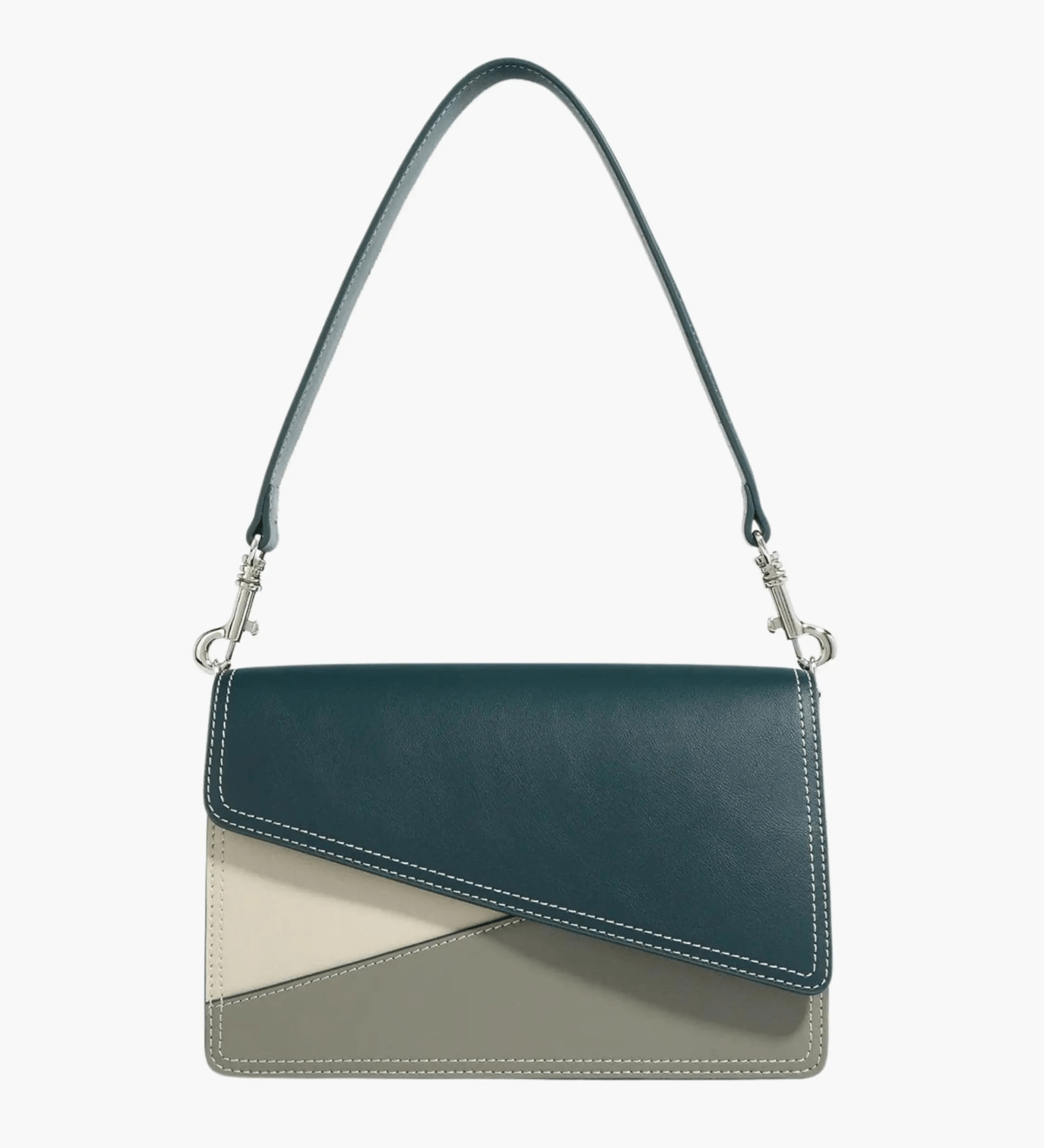 Elara | Olive & Beige Asymmetrical Shoulder Bag – Contemporary Chic - in Navy | Arvea Bags