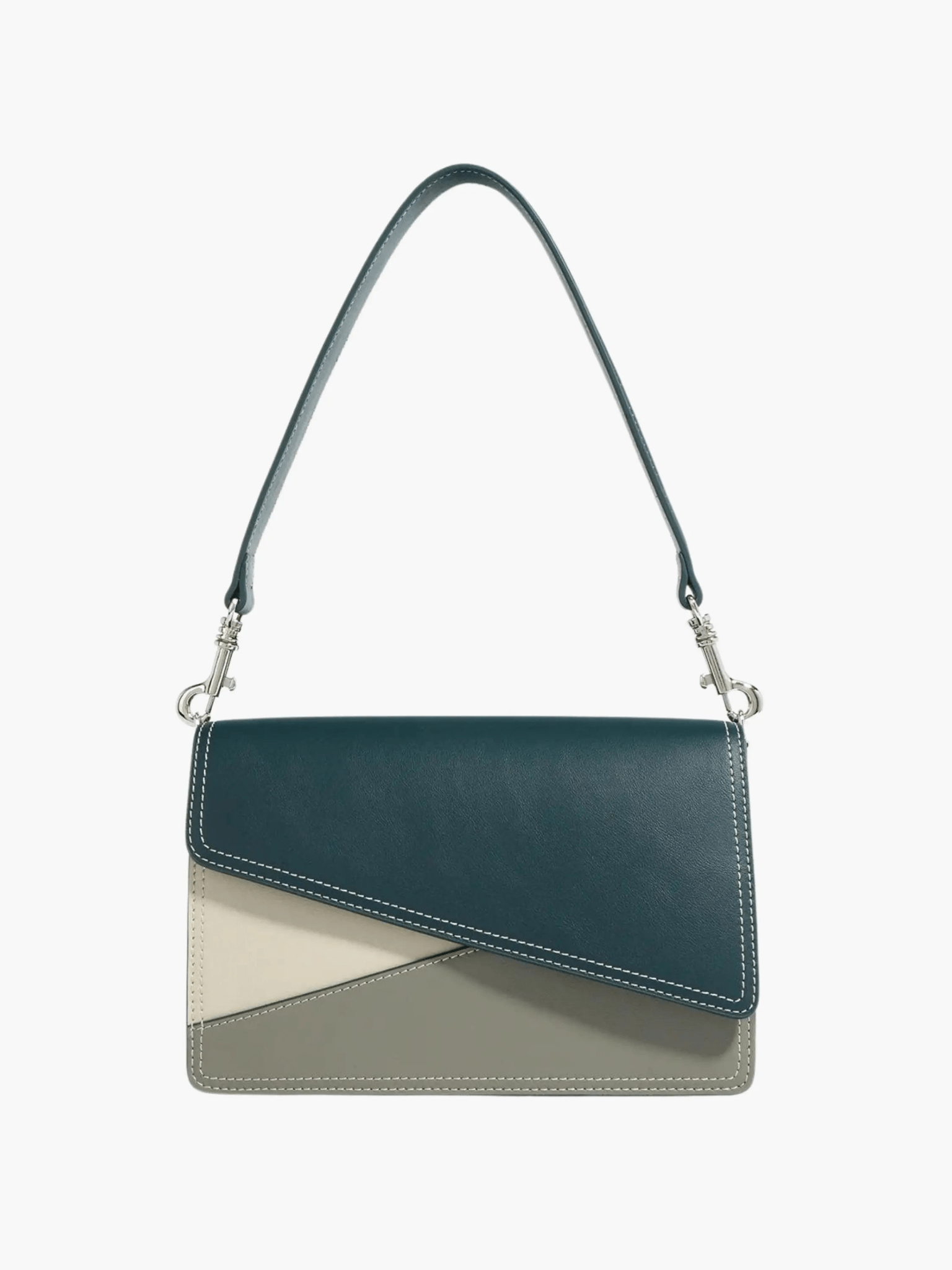 Elara | Olive & Beige Asymmetrical Shoulder Bag – Contemporary Chic - in Navy | Arvea Bags