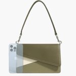 Elara | Olive & Beige Asymmetrical Shoulder Bag – Contemporary Chic - in Olive | Arvea Bags