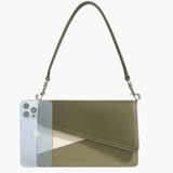 Elara | Olive & Beige Asymmetrical Shoulder Bag – Contemporary Chic - in Olive | Arvea Bags