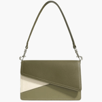 Elara | Olive & Beige Asymmetrical Shoulder Bag – Contemporary Chic - in Olive | Arvea Bags