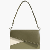 Elara | Olive & Beige Asymmetrical Shoulder Bag – Contemporary Chic - in Olive | Arvea Bags