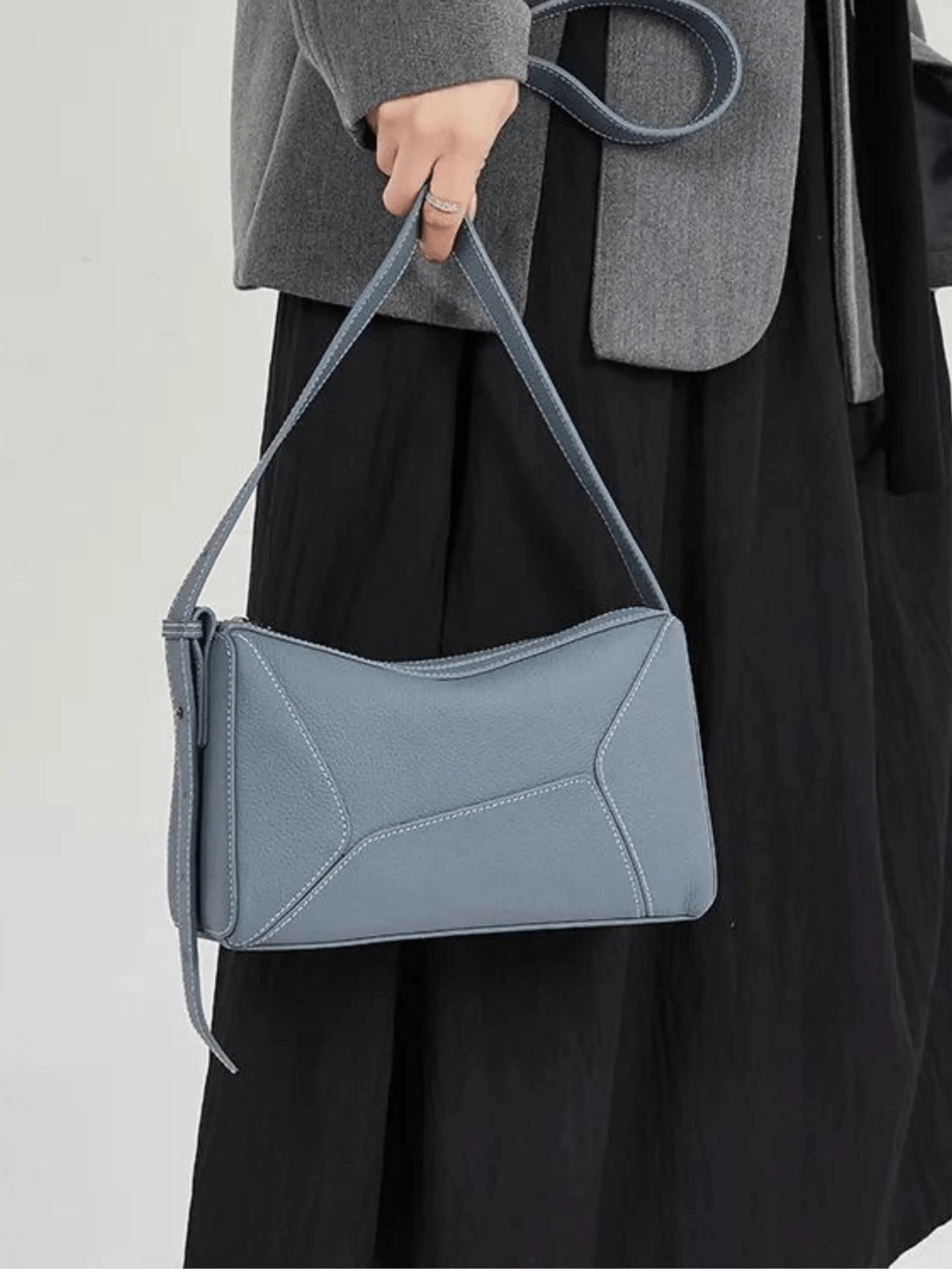 Elarielle | Contemporary Taupe Leather Shoulder Bag – Sleek & Versatile - in Blue | Arvea Bags