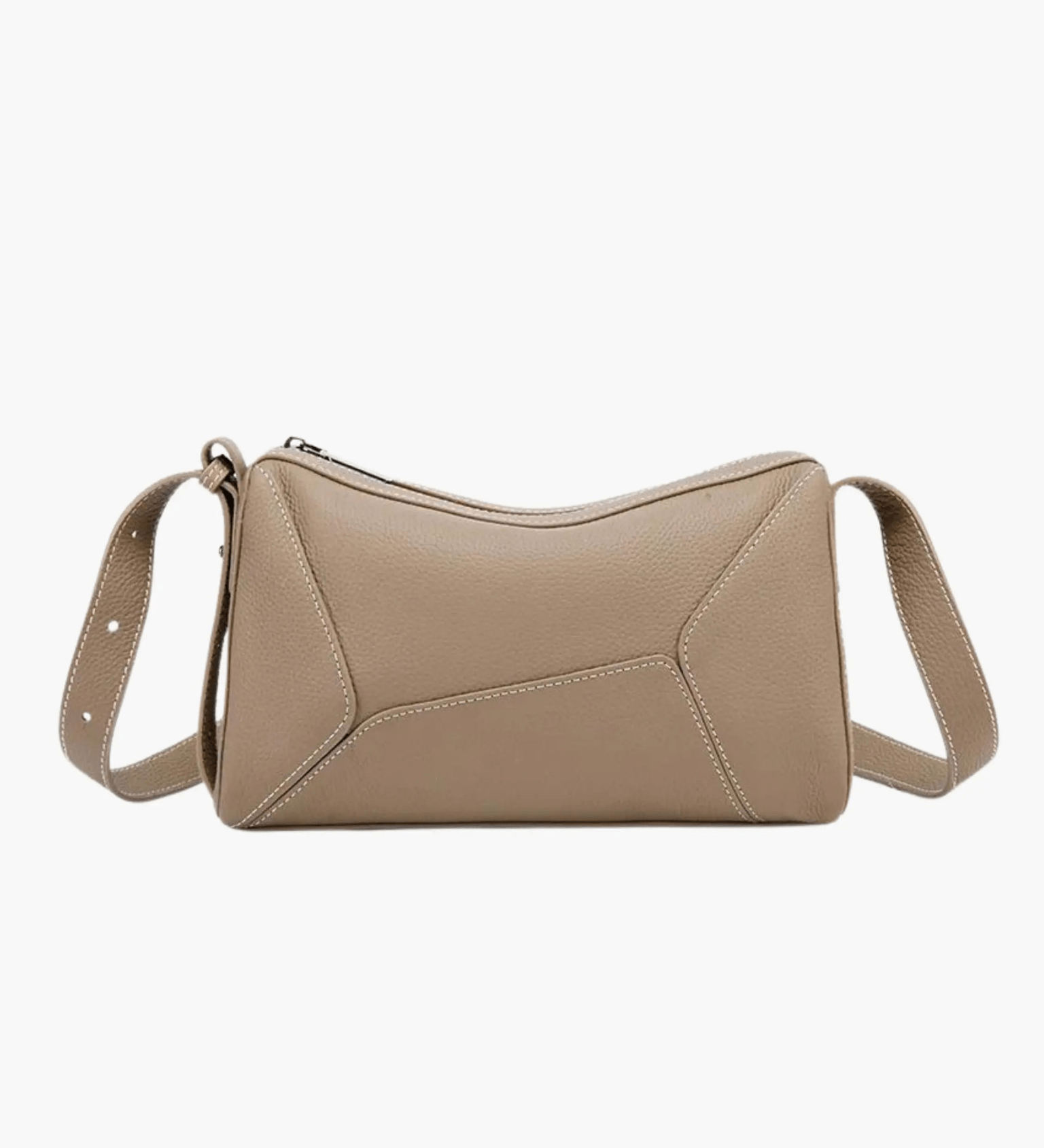Elarielle | Contemporary Taupe Leather Shoulder Bag – Sleek & Versatile - in Grey | Arvea Bags