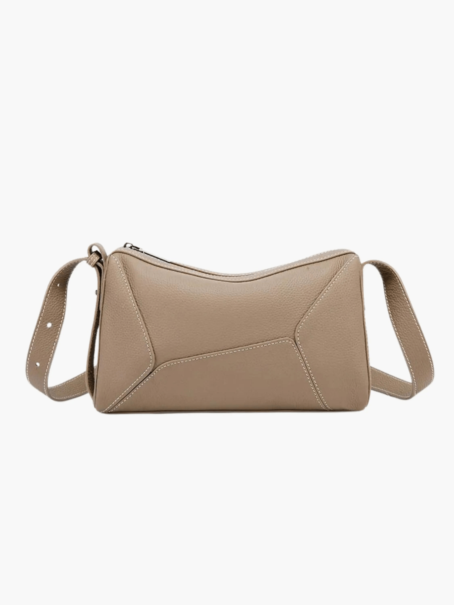 Elarielle | Contemporary Taupe Leather Shoulder Bag – Sleek & Versatile - in Grey | Arvea Bags