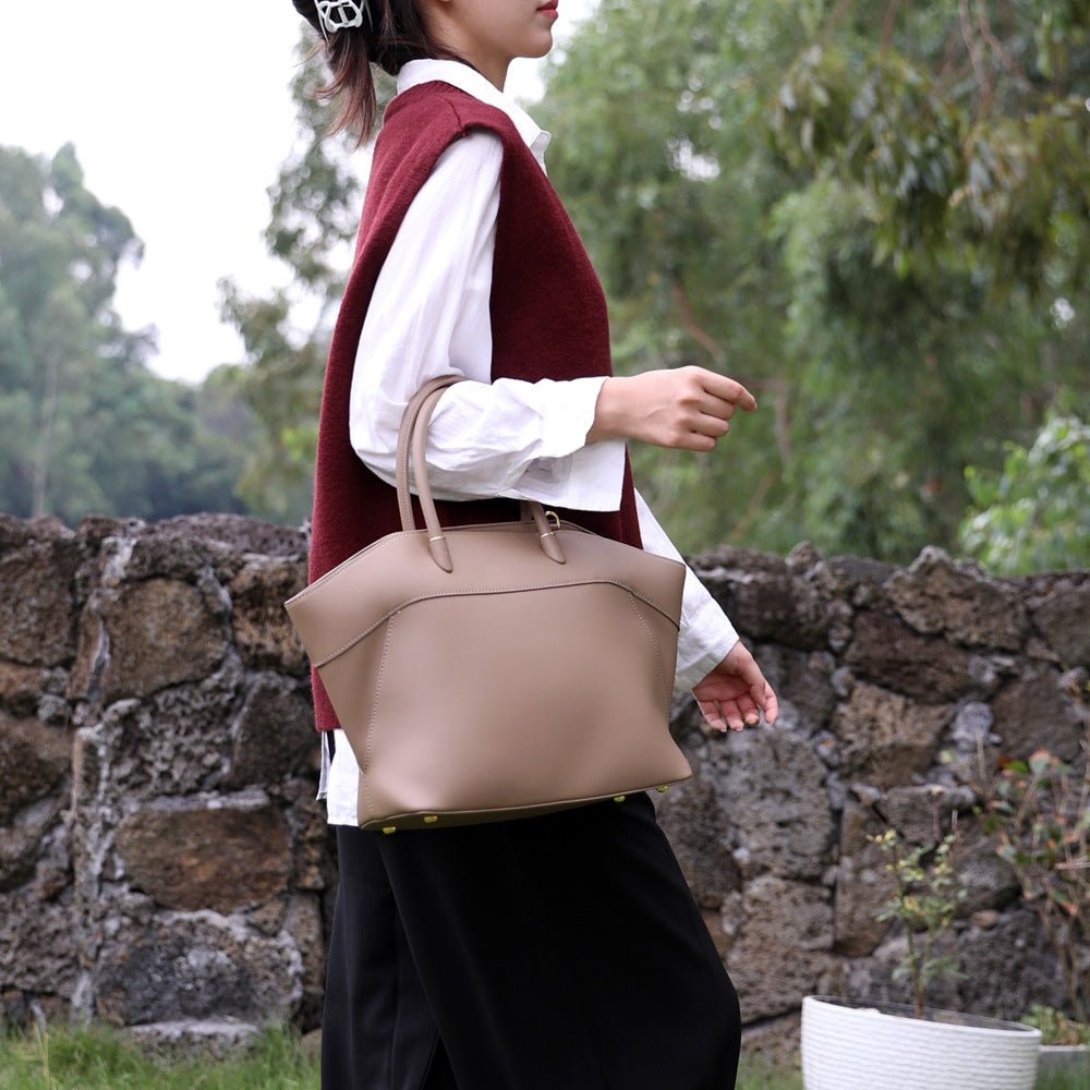 Eleanor | Ivory Leather Tote Bag – Elegant & Timeless - in Green | Arvea Bags
