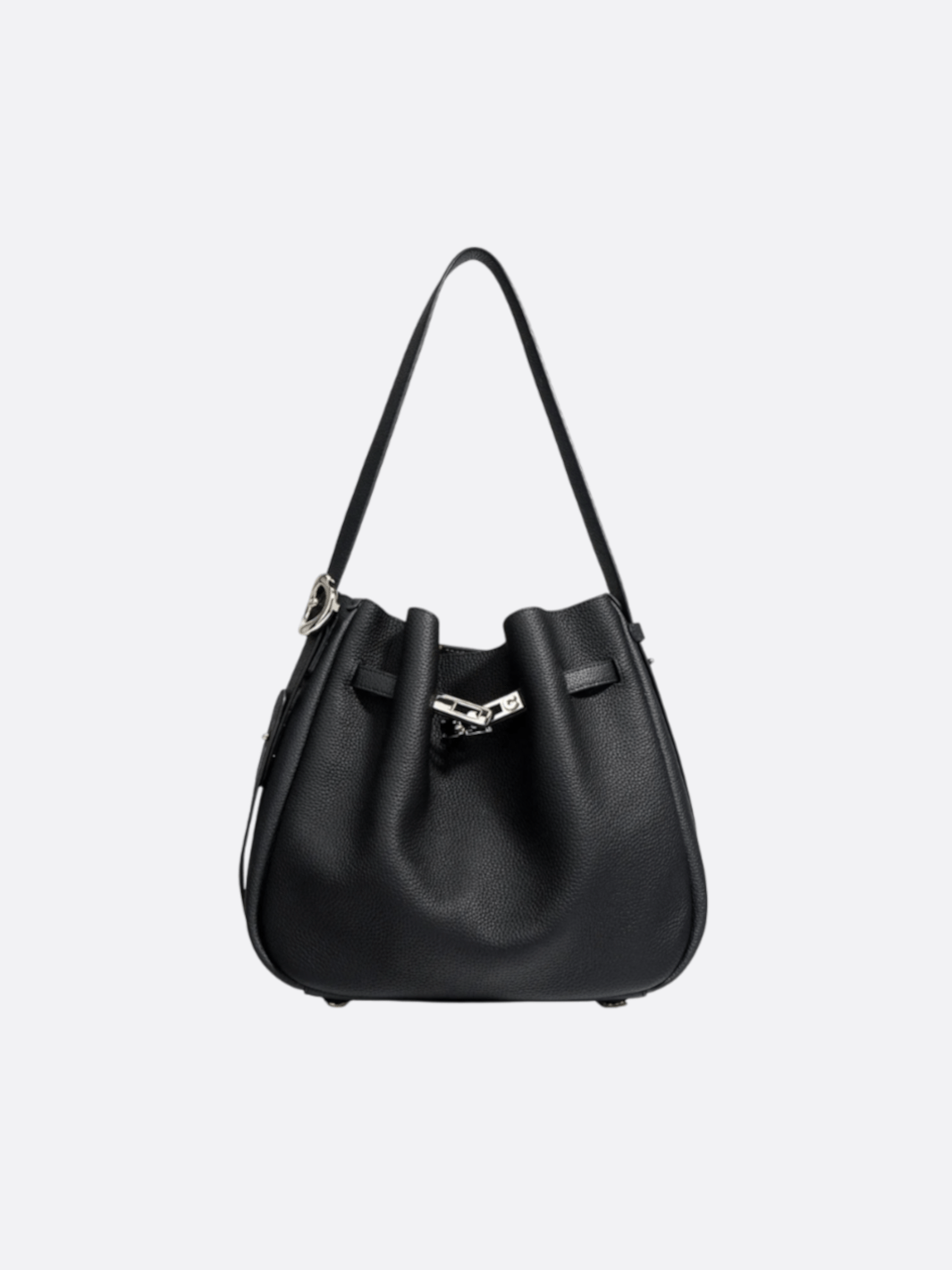 Elegant Bucket Shoulder Bag with Vintage Clasp - in Black | Arvea Bags