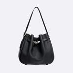 Elegant Bucket Shoulder Bag with Vintage Clasp - in Black | Arvea Bags