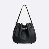 Elegant Bucket Shoulder Bag with Vintage Clasp - in Black | Arvea Bags