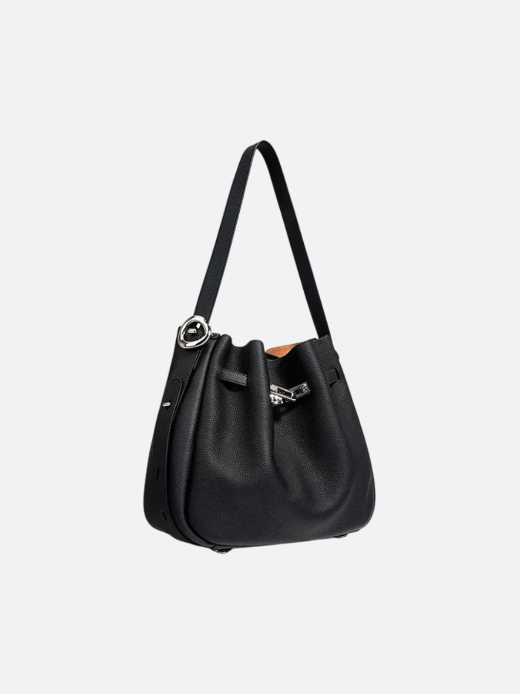 Elegant Bucket Shoulder Bag with Vintage Clasp - in Black | Arvea Bags