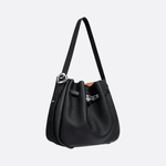 Elegant Bucket Shoulder Bag with Vintage Clasp - in Black | Arvea Bags