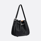 Elegant Bucket Shoulder Bag with Vintage Clasp - in Black | Arvea Bags