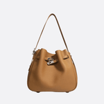 Elegant Bucket Shoulder Bag with Vintage Clasp - in Camel | Arvea Bags