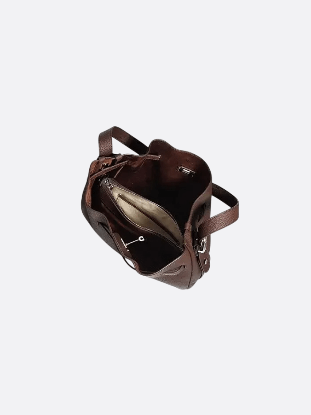 Elegant Bucket Shoulder Bag with Vintage Clasp - in Dark Brown | Arvea Bags