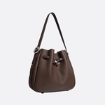 Elegant Bucket Shoulder Bag with Vintage Clasp - in Dark Brown | Arvea Bags
