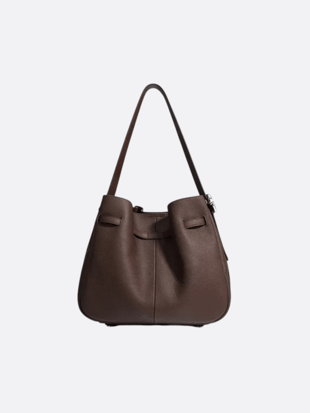 Elegant Bucket Shoulder Bag with Vintage Clasp - in Dark Brown | Arvea Bags
