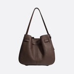 Elegant Bucket Shoulder Bag with Vintage Clasp - in Dark Brown | Arvea Bags