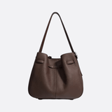 Elegant Bucket Shoulder Bag with Vintage Clasp - in Dark Brown | Arvea Bags