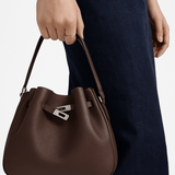 Elegant Bucket Shoulder Bag with Vintage Clasp - in Dark Brown | Arvea Bags