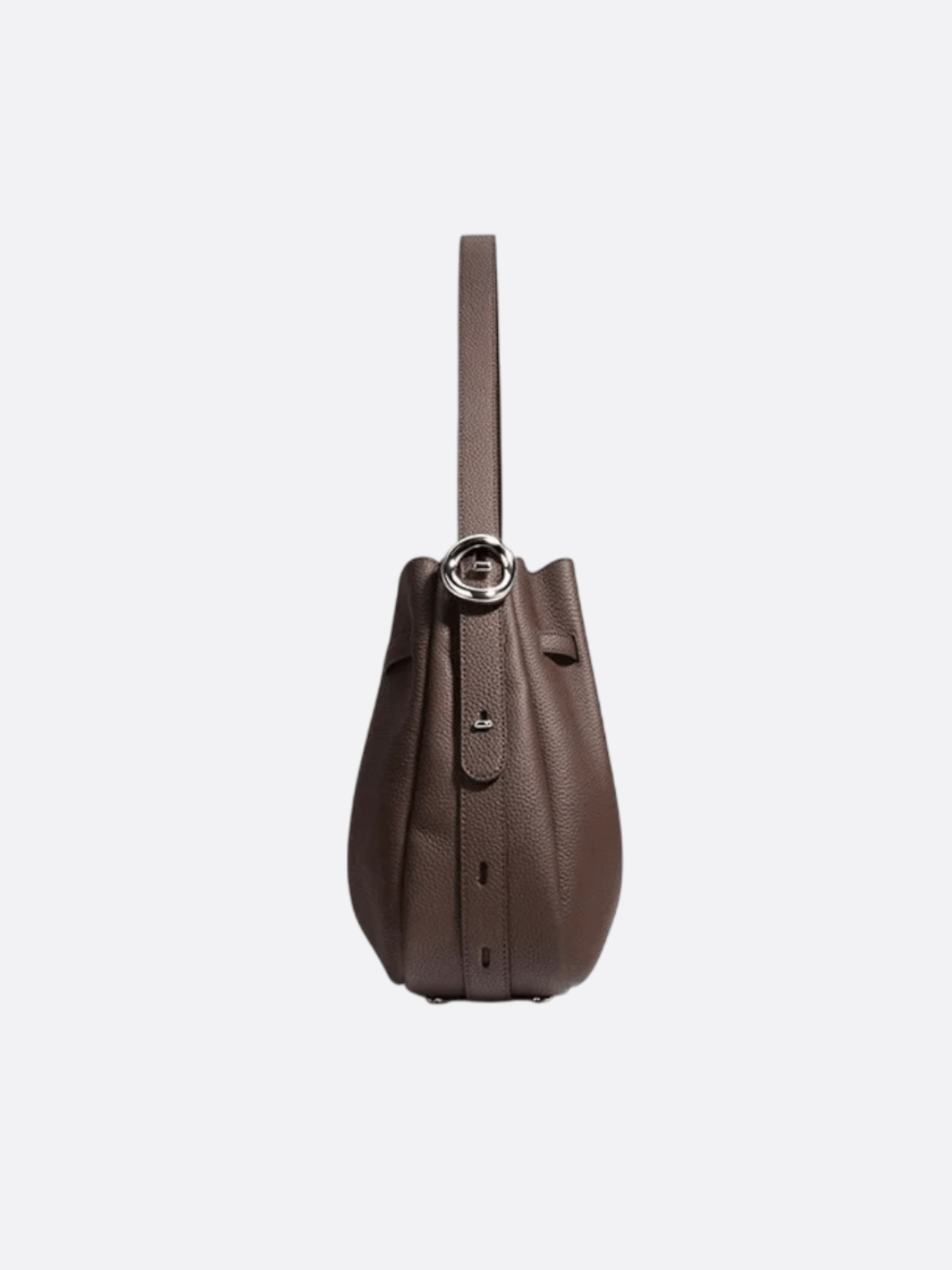 Elegant Bucket Shoulder Bag with Vintage Clasp - in Dark Brown | Arvea Bags