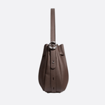 Elegant Bucket Shoulder Bag with Vintage Clasp - in Dark Brown | Arvea Bags