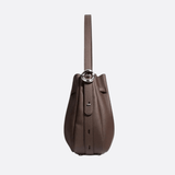Elegant Bucket Shoulder Bag with Vintage Clasp - in Dark Brown | Arvea Bags