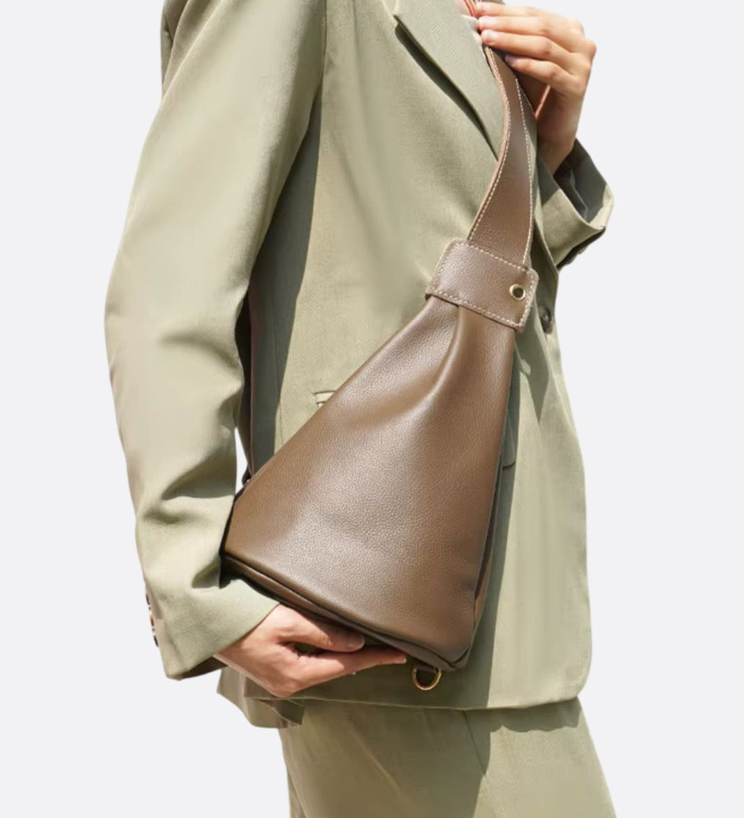 Elegant Crossbody Shoulder Bag with Drop Shape Design - in Brown | Arvea Bags