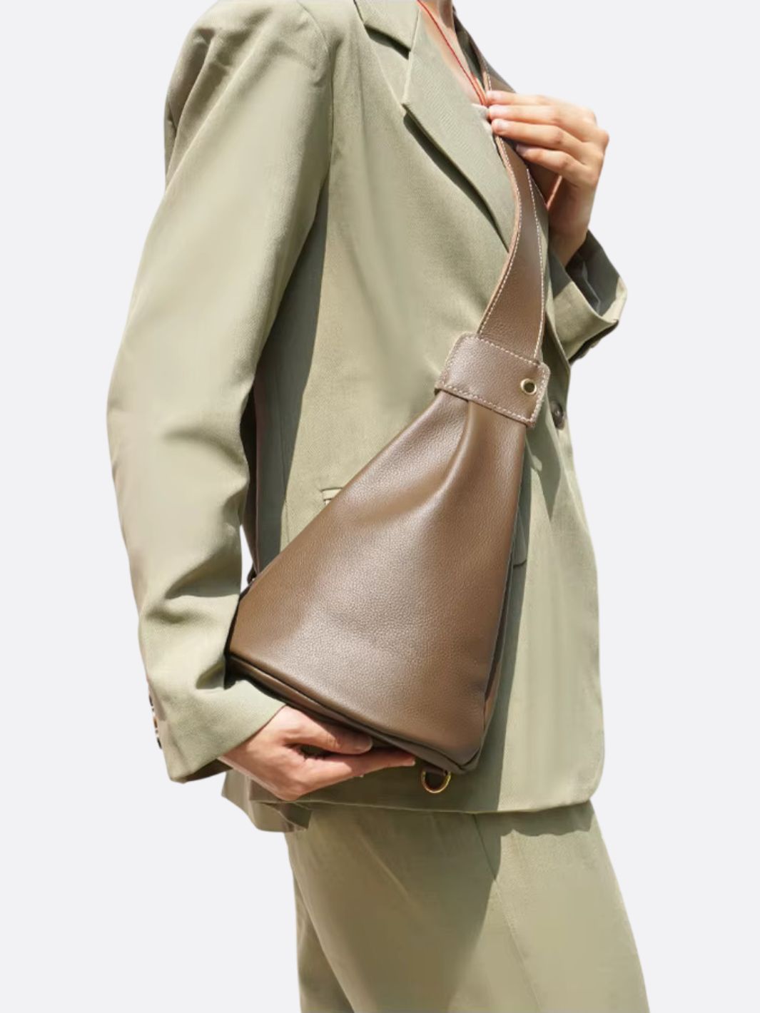 Elegant Crossbody Shoulder Bag with Drop Shape Design - in Brown | Arvea Bags