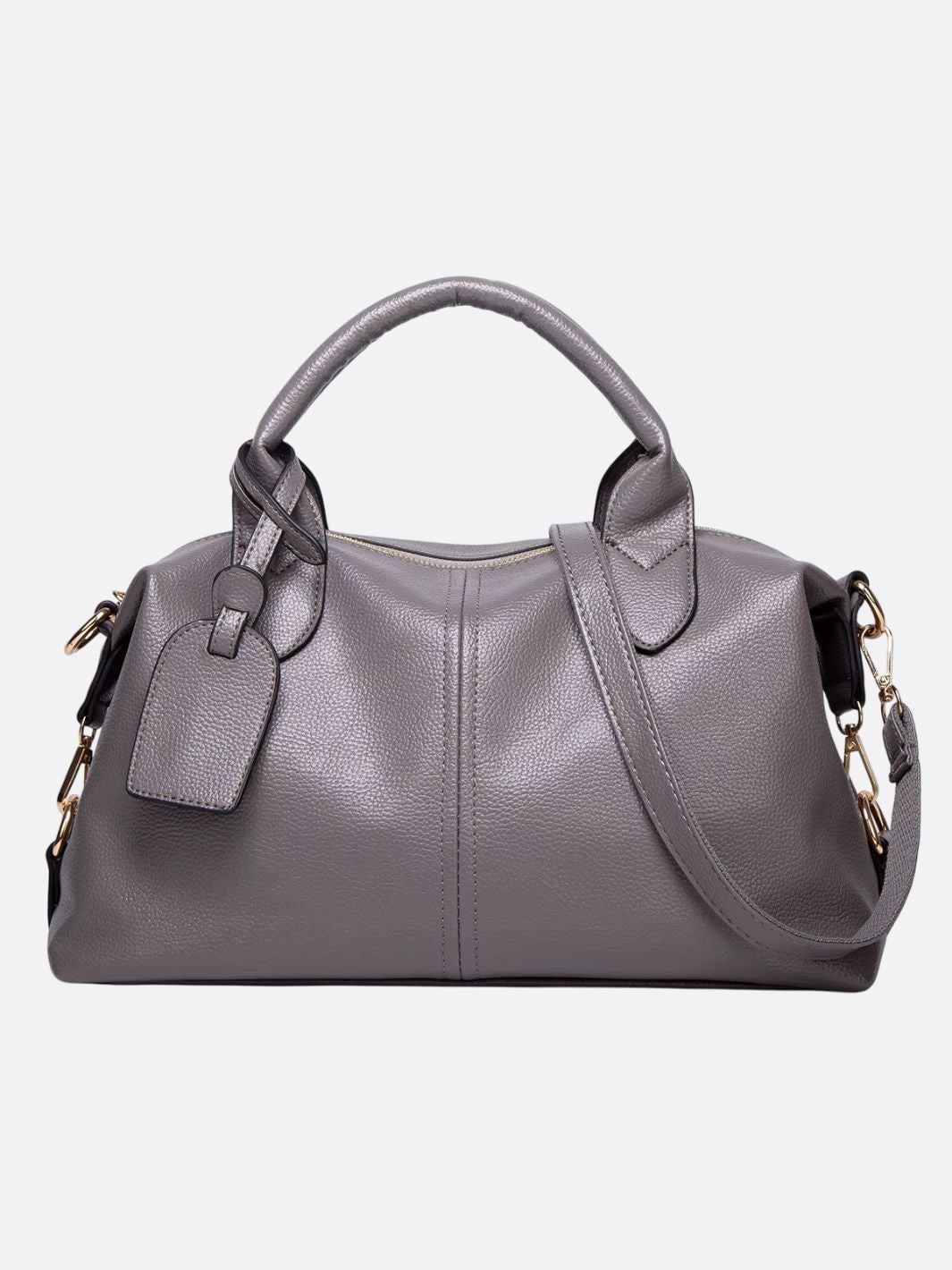 Elegant Leather Satchel Bag – Versatile Handbag with Detachable Strap - in Ash Grey | Arvea Bags