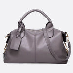 Elegant Leather Satchel Bag – Versatile Handbag with Detachable Strap - in Ash Grey | Arvea Bags