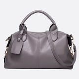 Elegant Leather Satchel Bag – Versatile Handbag with Detachable Strap - in Ash Grey | Arvea Bags