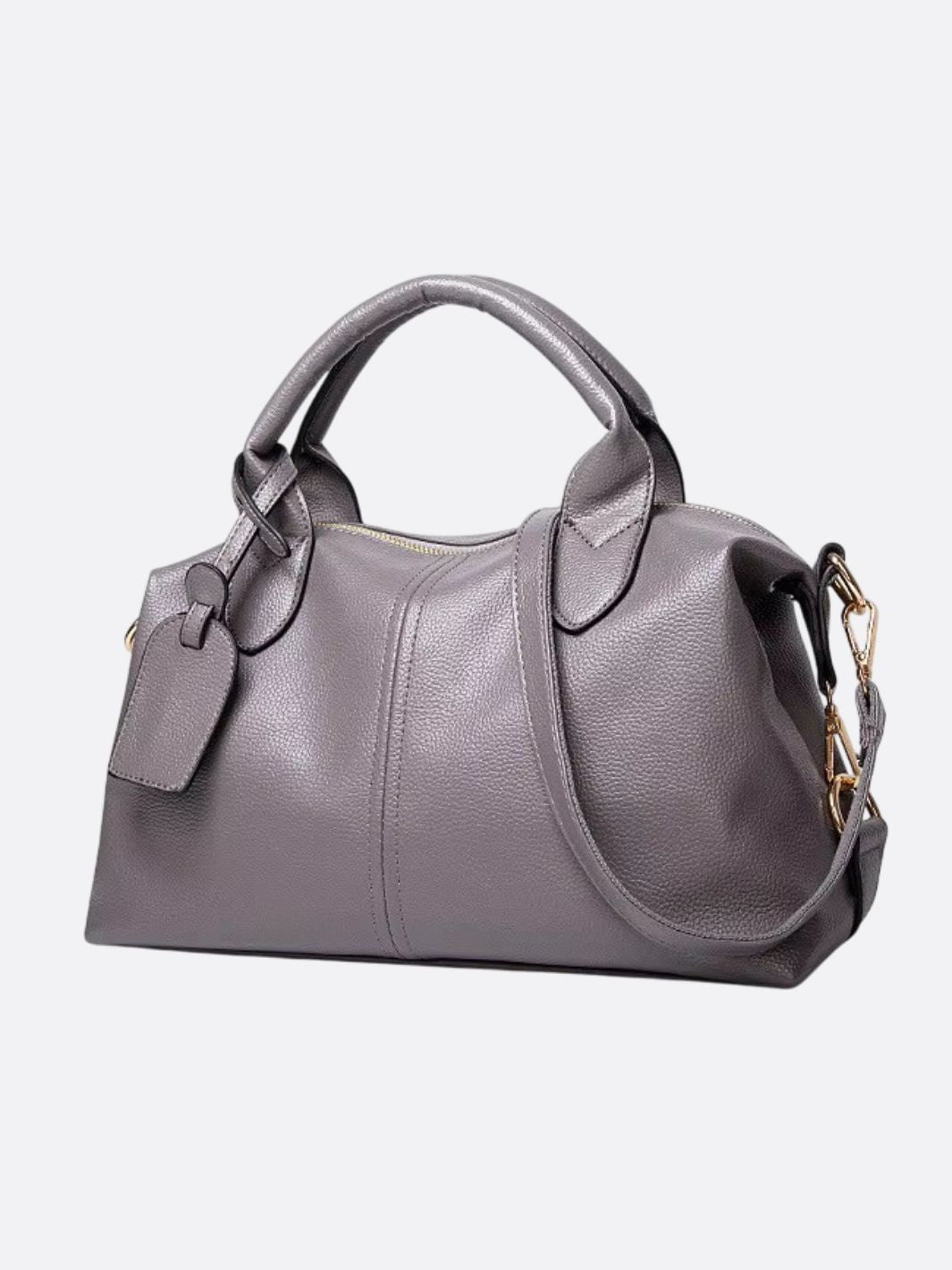 Elegant Leather Satchel Bag – Versatile Handbag with Detachable Strap - in Ash Grey | Arvea Bags