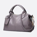 Elegant Leather Satchel Bag – Versatile Handbag with Detachable Strap - in Ash Grey | Arvea Bags