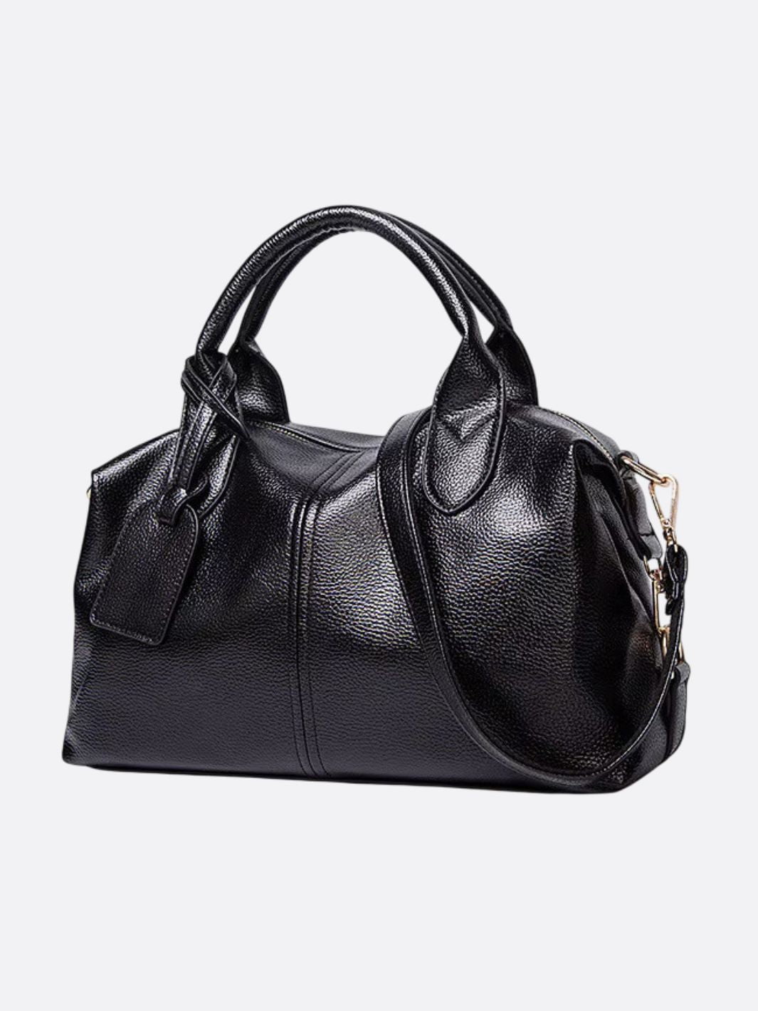 Elegant Leather Satchel Bag – Versatile Handbag with Detachable Strap - in Black | Arvea Bags