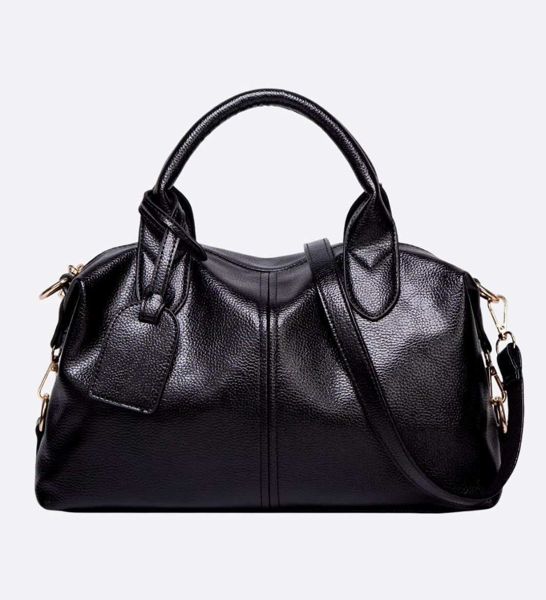 Elegant Leather Satchel Bag – Versatile Handbag with Detachable Strap - in Black | Arvea Bags