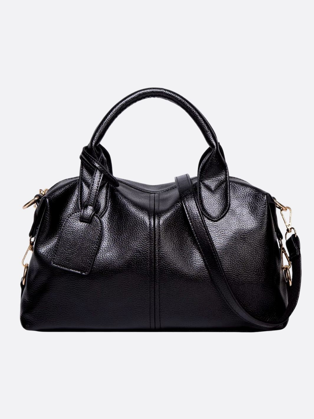 Elegant Leather Satchel Bag – Versatile Handbag with Detachable Strap - in Black | Arvea Bags