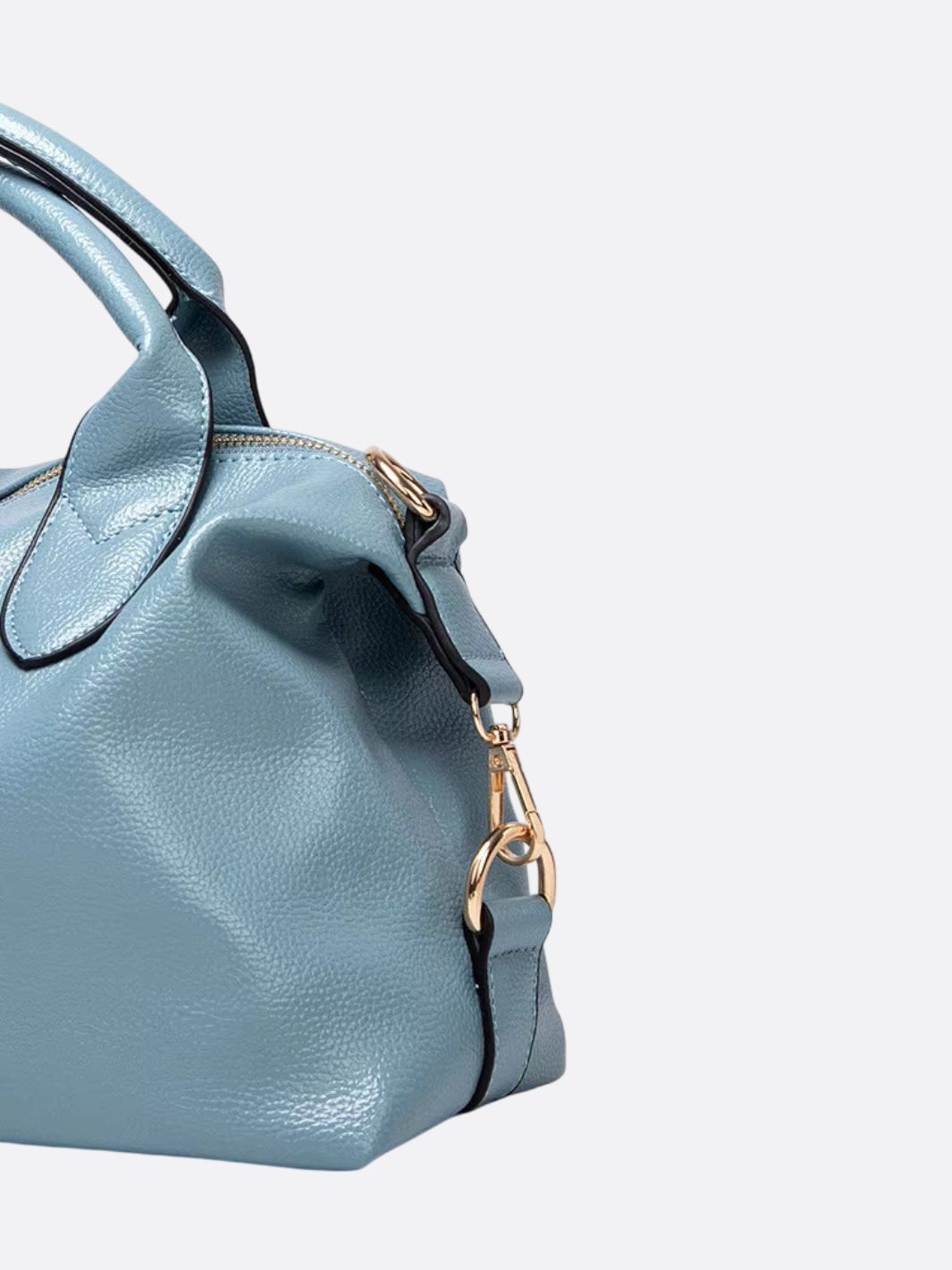 Elegant Leather Satchel Bag – Versatile Handbag with Detachable Strap - in Light Blue | Arvea Bags