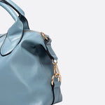 Elegant Leather Satchel Bag – Versatile Handbag with Detachable Strap - in Light Blue | Arvea Bags