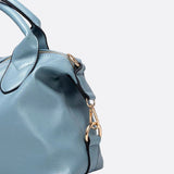 Elegant Leather Satchel Bag – Versatile Handbag with Detachable Strap - in Light Blue | Arvea Bags