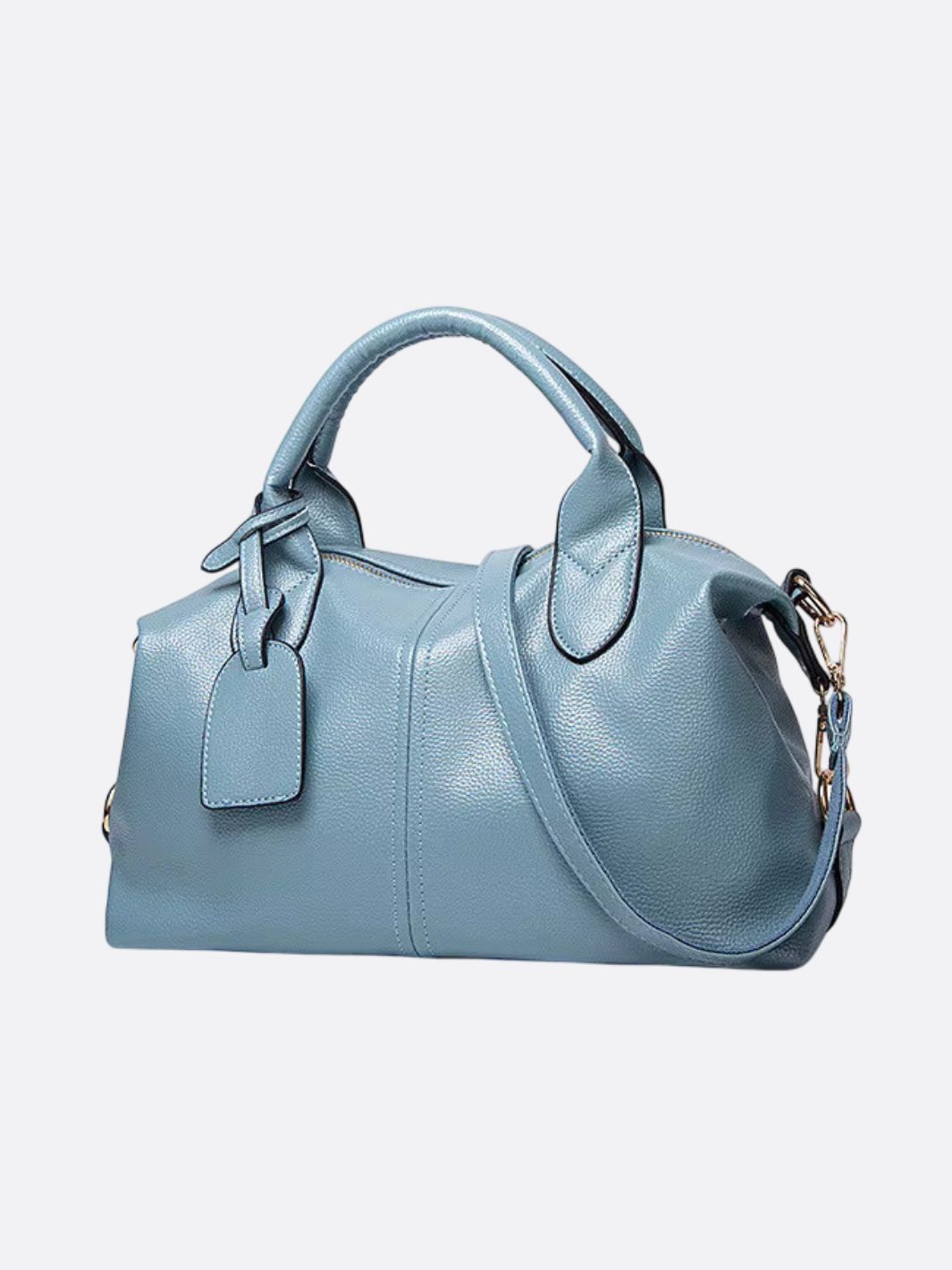 Elegant Leather Satchel Bag – Versatile Handbag with Detachable Strap - in Light Blue | Arvea Bags