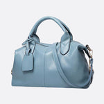 Elegant Leather Satchel Bag – Versatile Handbag with Detachable Strap - in Light Blue | Arvea Bags