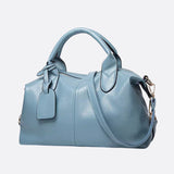 Elegant Leather Satchel Bag – Versatile Handbag with Detachable Strap - in Light Blue | Arvea Bags