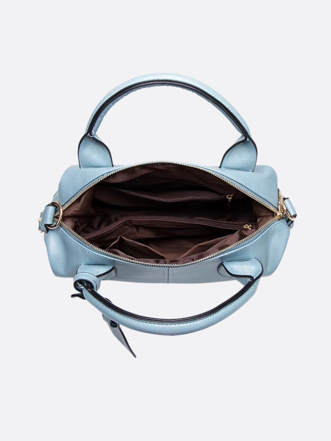 Elegant Leather Satchel Bag – Versatile Handbag with Detachable Strap - in Light Blue | Arvea Bags