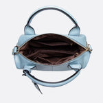 Elegant Leather Satchel Bag – Versatile Handbag with Detachable Strap - in Light Blue | Arvea Bags