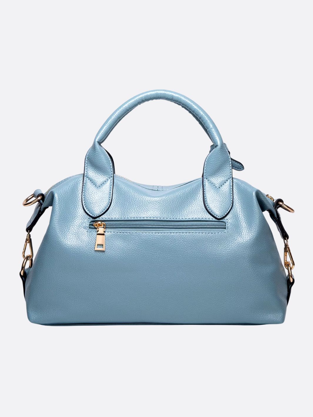 Elegant Leather Satchel Bag – Versatile Handbag with Detachable Strap - in Light Blue | Arvea Bags