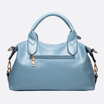Elegant Leather Satchel Bag – Versatile Handbag with Detachable Strap - in Light Blue | Arvea Bags