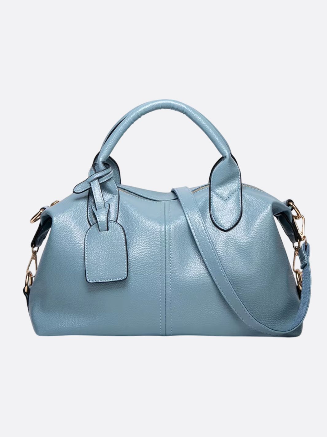 Elegant Leather Satchel Bag – Versatile Handbag with Detachable Strap - in Light Blue | Arvea Bags