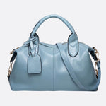 Elegant Leather Satchel Bag – Versatile Handbag with Detachable Strap - in Light Blue | Arvea Bags