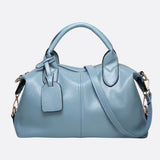 Elegant Leather Satchel Bag – Versatile Handbag with Detachable Strap - in Light Blue | Arvea Bags