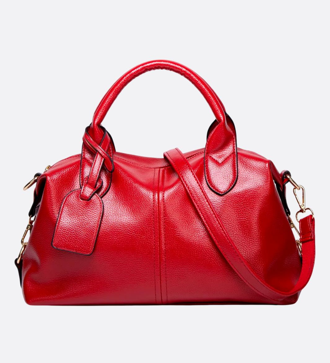 Elegant Leather Satchel Bag – Versatile Handbag with Detachable Strap - in Red | Arvea Bags